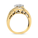 10K Yellow and White Gold 3/4 Cttw Diamond Cluster and Swirl Ring (H-I Color, I1-I2 Clarity)-6