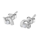 10K White Gold 1/10 Cttw Round Brilliant-Cut Diamond Espira Swirls Solitaire Push Back Stud Earrings (I-J Color, I1-I2 Clarity)-5