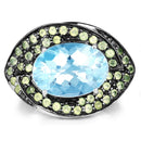 7.39 Carat Genuine Blue Topaz and Peridot .925 Sterling Silver Ring-3