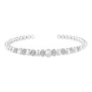.925 Sterling Silver 1/4 Cttw Diamond Rondelle Graduated Ball Bead Cuff Bangle Bracelet (I-J color, I2-I3 clarity) - Fits wrists up to 7 1/2 inches-1