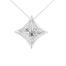 10K White Gold 1/10 Cttw Bezel Set Solitaire Princess Cut Diamond Kite Shaped Pendent Necklace - 18" Inches-1