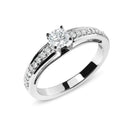 14K White Gold 1/2 Cttw Diamond Solitaire Pave Set Engagement Ring (G-H Color, VS2-SI1 Clarity) - Size 7-3