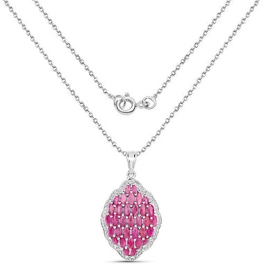 4.46 Carat Genuine Ruby .925 Sterling Silver Pendant - 0