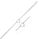 14k White Gold Cable Chain Anklet with Open Heart Station-1
