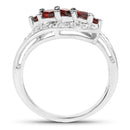 0.76 Carat Genuine Garnet and White Diamond .925 Sterling Silver Ring-2