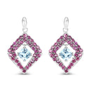 5.70 Carat Genuine Blue Topaz & Rhodolite .925 Sterling Silver Earrings-1
