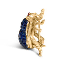 18K Yellow Gold 3/8 Cttw Diamond and 5 4/5 Cttw Blue Sapphire Bumblebee Brooch Pin (F-G Color, VS2-SI1 Clarity)-3