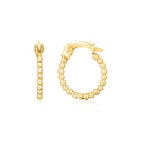 14K Yellow Gold Bead Hinged Hoop Earrings-2