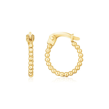 14K Yellow Gold Bead Hinged Hoop Earrings - 0