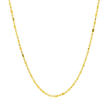 14k Yellow Gold Diamond-Cut Alternating Bead Chain 1.2mm - 0