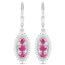 4.32 Carat Genuine Ruby and White Topaz .925 Sterling Silver 3 Piece Jewelry Set (Ring, Earrings, and Pendant w/ Chain)-4