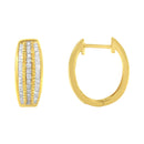 10K Yellow Gold 3/4 Cttw Pave and Channel Set Diamond Triple Row Modern Hoop Earrings (I-J Color, I2-I3 Clarity)-2
