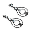 8.81 Carat Genuine Blue Topaz and Black Spinel .925 Sterling Silver Earrings-3