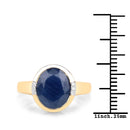 4.85 Carat Genuine Blue Sapphire and White Diamond 14K Yellow Gold Ring-3