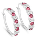 1.28 Carat Genuine Pink Tourmaline and White Topaz .925 Sterling Silver Earrings-1