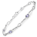1.30 Carat Genuine Tanzanite and White Topaz .925 Sterling Silver Bracelet-1