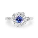 0.55 Carat Genuine Tanzanite and White Diamond 14K White Gold Ring-3