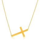 14k Yellow Gold Plain Cross Motif Necklace-1