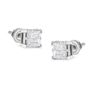 10K White Gold 3/4 Cttw Invisible Set Princess-Cut Diamond Composite Square Stud Earrings (H-I Color, SI2-I1 Clarity)-1
