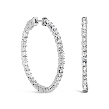 14K White Gold 1 3/4 Cttw Lab Grown Diamond Inside Out Hoop Earrings (G-H Color, VS2-SI1 Clarity) - 0