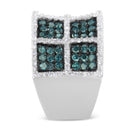 14K White Gold White and Treated Blue Diamond Cocktail Ring (1 1/2 Cttw, H-I Color, I1-I2 Clarity) - Size 6-5