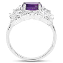 2.75 Carat Genuine Amethyst and White Zircon .925 Sterling Silver Ring-2