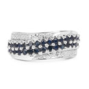 1.21 Carat Genuine Blue Sapphire and White Diamond .925 Sterling Silver Ring-4