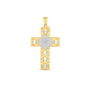 14k Two Tone Gold High Polish Diamond Cut Cross Pendant-1
