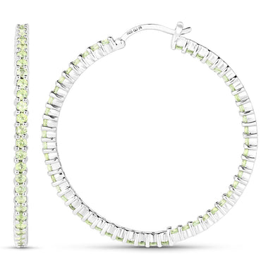 3.50 Carat Genuine Peridot .925 Sterling Silver Earrings - 0