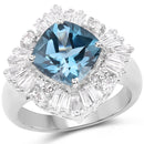 5.19 Carat Genuine London Blue Topaz & White Topaz .925 Sterling Silver Ring-1