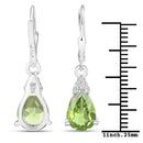 2.80 Carat Genuine Peridot and White Zircon .925 Sterling Silver Earrings-3
