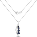 0.40 Carat Genuine Blue Sapphire and White Diamond 14K White Gold Pendant-2