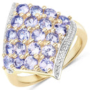 18K Yellow Gold Plated 2.00 Carat Genuine Tanzanite .925 Sterling Silver Ring-2