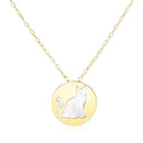 14k Yellow Gold Necklace with Cat Symbol in Mother of Pearl-1