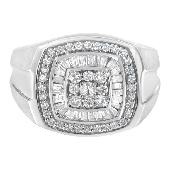 14K White Gold Men's 1 CTTW Diamond Band Ring