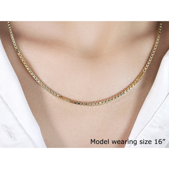 2.5mm 14k Yellow Gold Semi Solid Box Chain