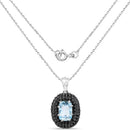 6.70 Carat Genuine Blue Topaz and Black Spinel .925 Sterling Silver Pendant-2