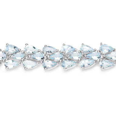 14.11 Carat Genuine Aquamarine .925 Sterling Silver Bracelet - 0