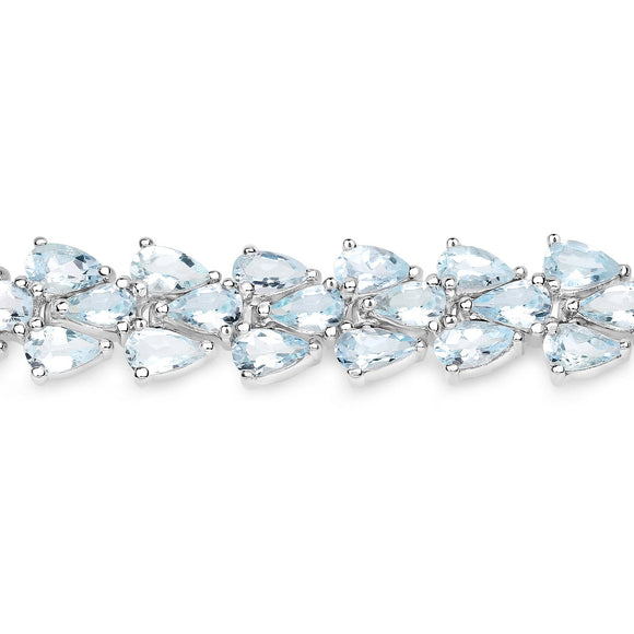 14.11 Carat Genuine Aquamarine .925 Sterling Silver Bracelet