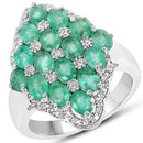 2.68 Carat Genuine Zambian Emerald and White Zircon .925 Sterling Silver Ring-1