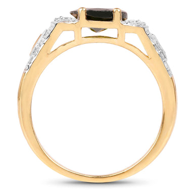 18K Yellow Gold Plated 2.79 Carat Genuine Chrome Diopside & White Topaz .925 Sterling Silver Ring - 0