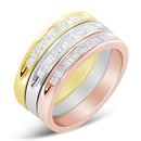 10K Yellow, White and Rose Gold over .925 Sterling Silver 5/8 Cttw Diamond Channel-Set Stackable Band Ring Set (H-I Color, I1-I2 Clarity) - Size 6 3/4-2