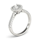 14k White Gold Halo Diamond Engagement Ring with Pave Band (1 1/3 cttw)-3