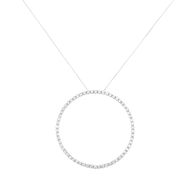 .925 Sterling Silver 5.0 Cttw Prong Set Round-cut Diamond Open Circle Hoop 18" Pendant Necklace (I-J Color, I2-I3 Clarity) - 0