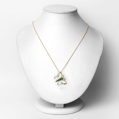 0.51 Carat Genuine Emerald and White Zircon .925 Sterling Silver Necklace - 0