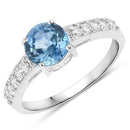 1.90 Carat Genuine Blue Sapphire and White Diamond 14K White Gold Ring-1