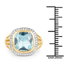 14K Yellow Gold Plated 4.64 Carat Genuine Blue Topaz and White Topaz .925 Sterling Silver Ring-3