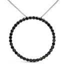 .925 Sterling Silver 4.0 Cttw Black Diamond Open Hoop Circle 18" Pendant Necklace (Black Color, I2-I3 Clarity)-2