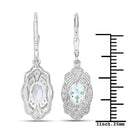 0.96 Carat Genuine Aquamarine and White Topaz .925 Sterling Silver Earrings-3