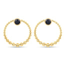 0.38 Carat Genuine Blue Sapphire and White Diamond 10K Yellow Gold Earrings-1